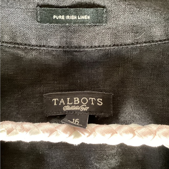 Talbots Women's 100% Irish Linen Button Down Shirt Size 16 Long Sleeves Black - Picture 3 of 3